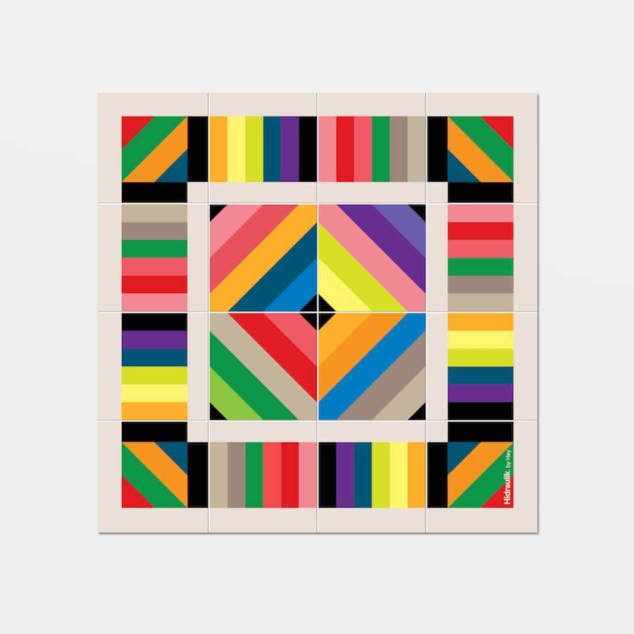 Hidraulik square vinyl coasters tile pattern Tamarit design